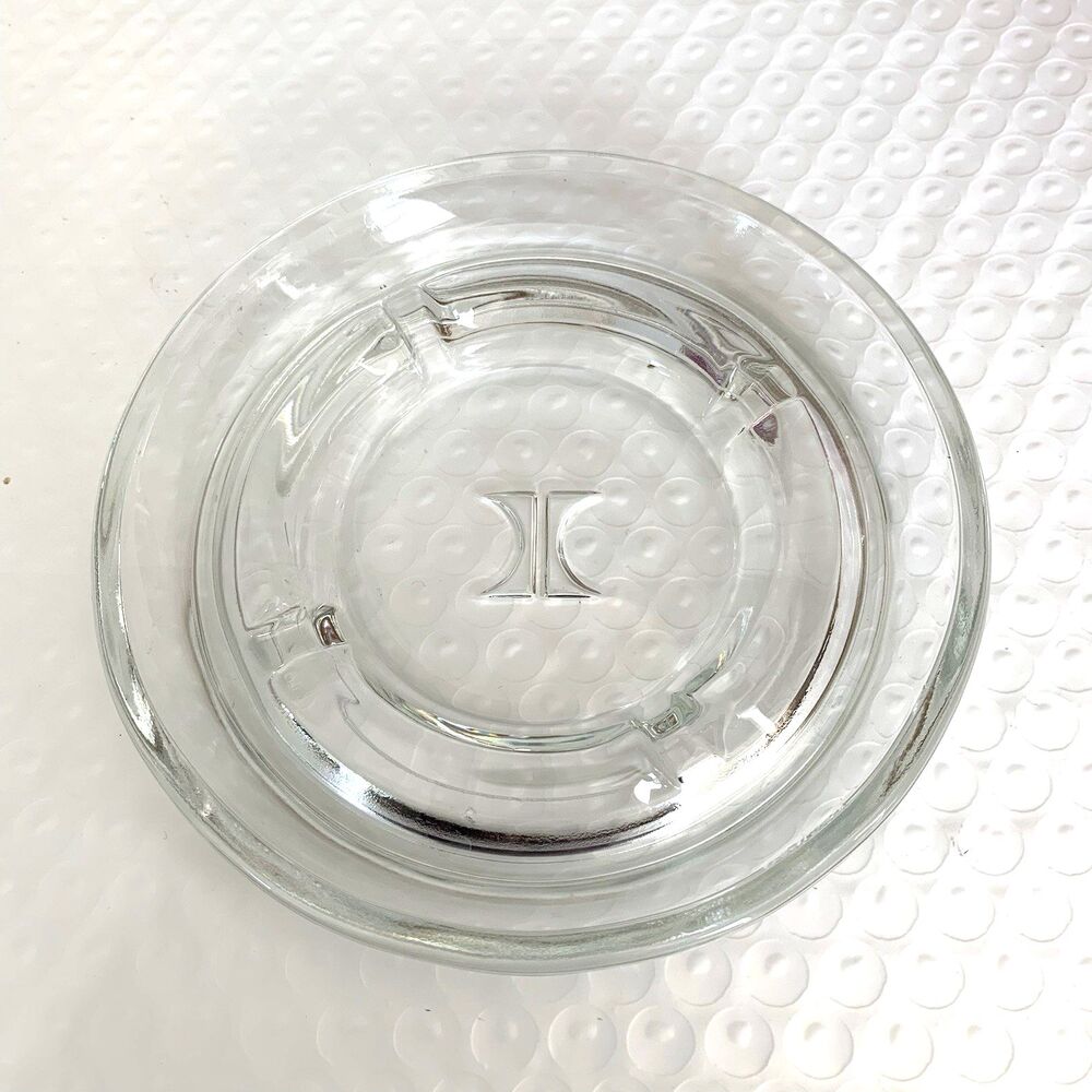 Hilton Hotel Heavy Glass Ashtray/Trinket Dish-5" diameter w/Hilton Logo Vintage